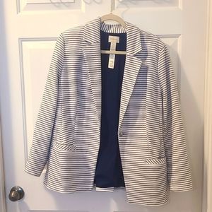 Chicos Navy and White Blazer
